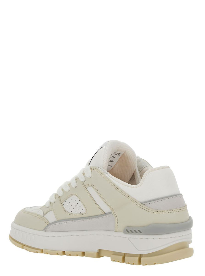 'Area Lo' White And Beige Sneakers With Logo Detail In Leather Blend Woman