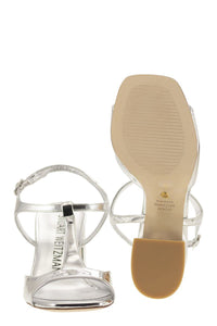 Stuart Weitzman Flareblock - Mirrored Leather T-Sandal