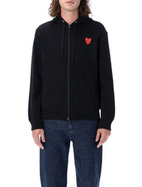 Comme Des Garçons Play Zipped Hoodie With Double Heart Patch