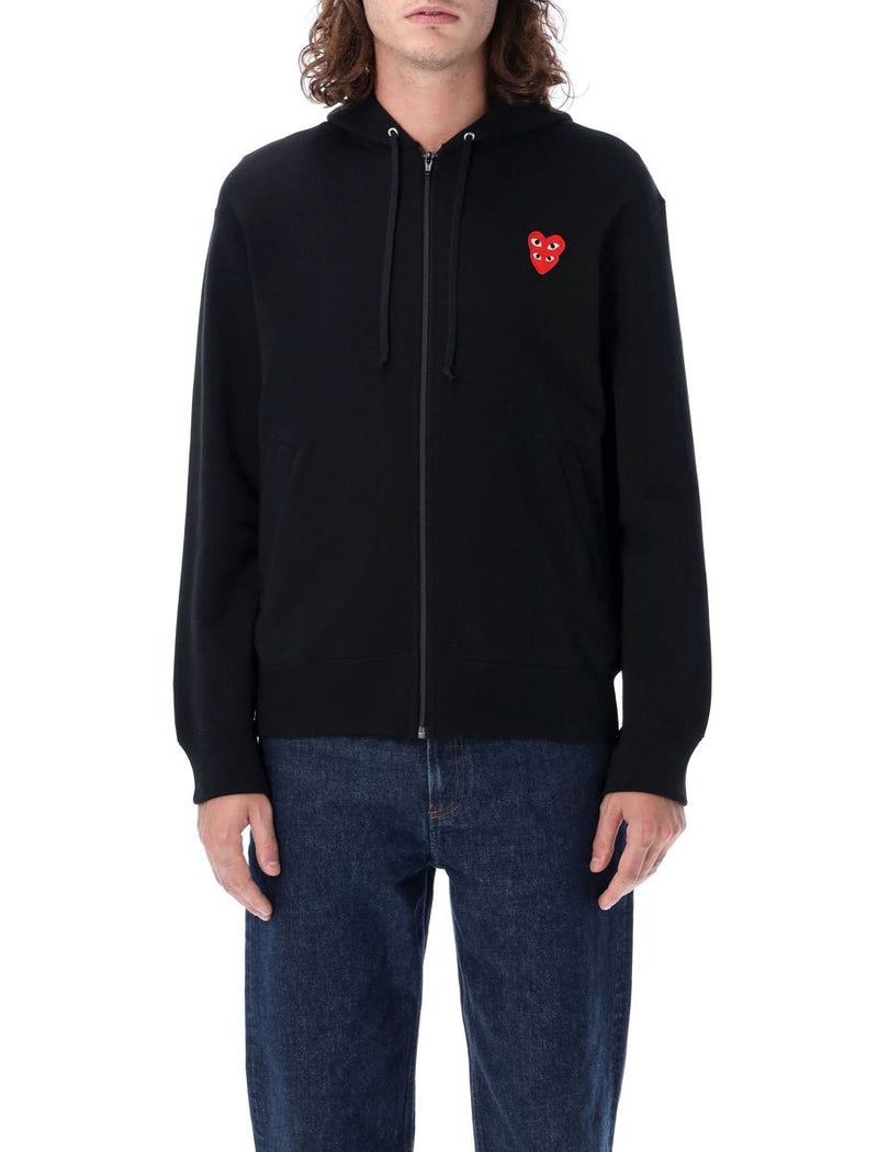 Comme Des Garçons Play Zipped Hoodie With Double Heart Patch