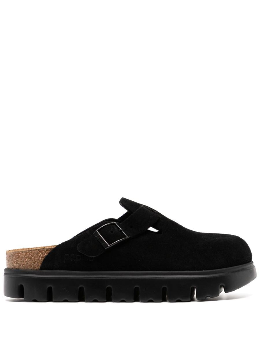 Birkenstock 'Boston Chunky' Black Suede Sabot