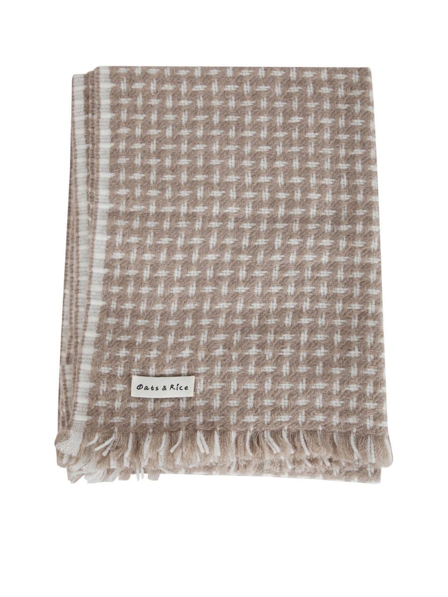 Oats & Rice Cross Pattern Twill Cashmere Scarf Accessories