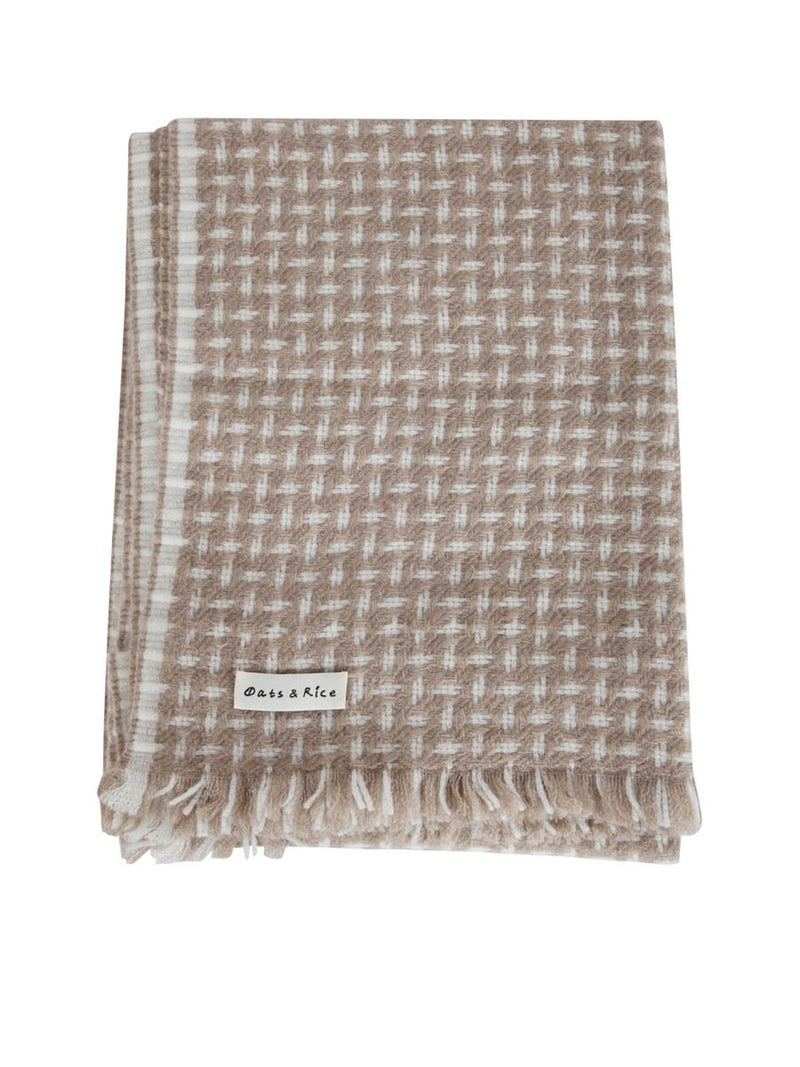 Oats & Rice Cross Pattern Twill Cashmere Scarf Accessories