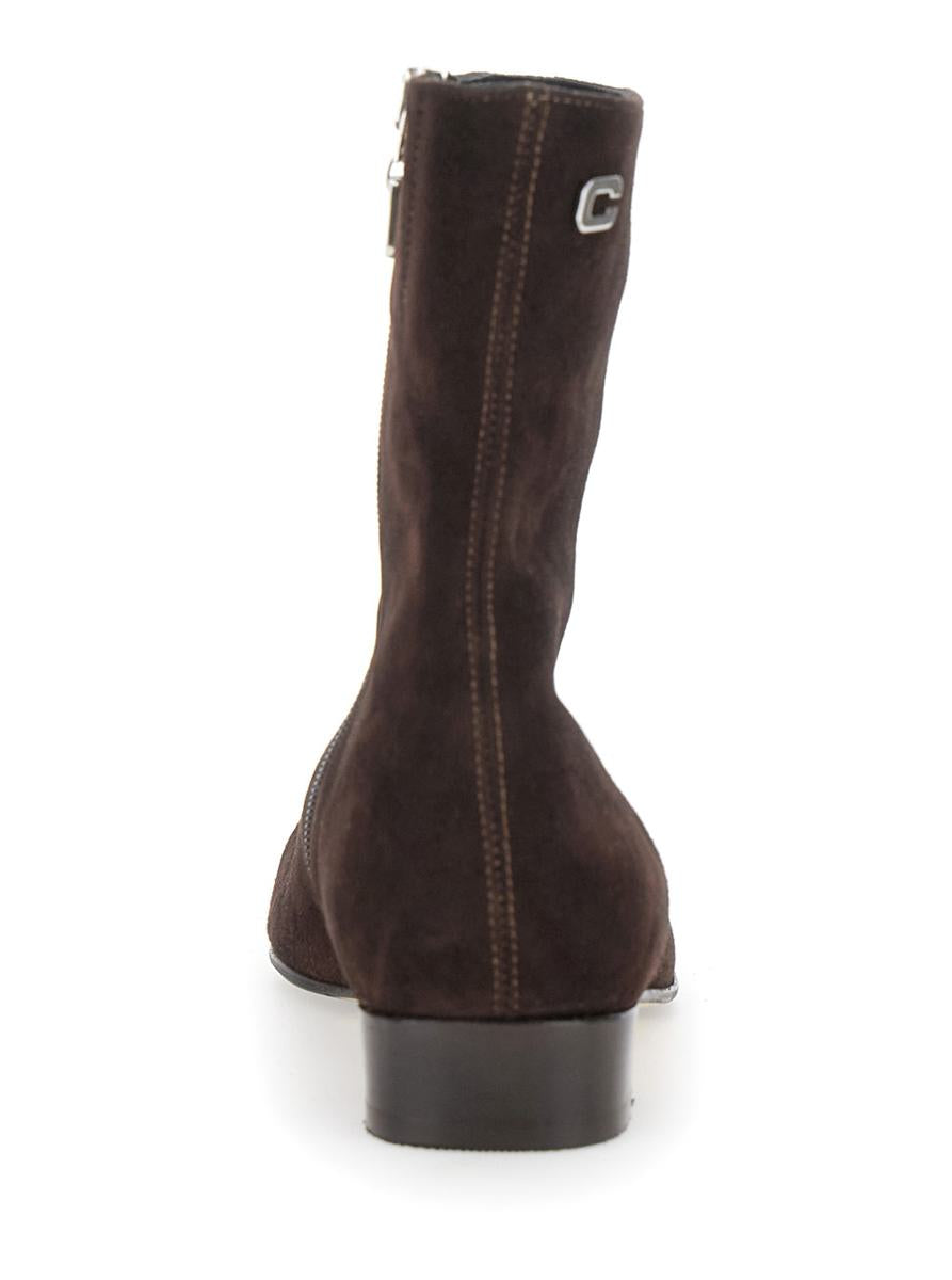 'Aiglon' Brown Boots With Logo Embroidery On The Side And Zip Closure On The Side In Suede Woman