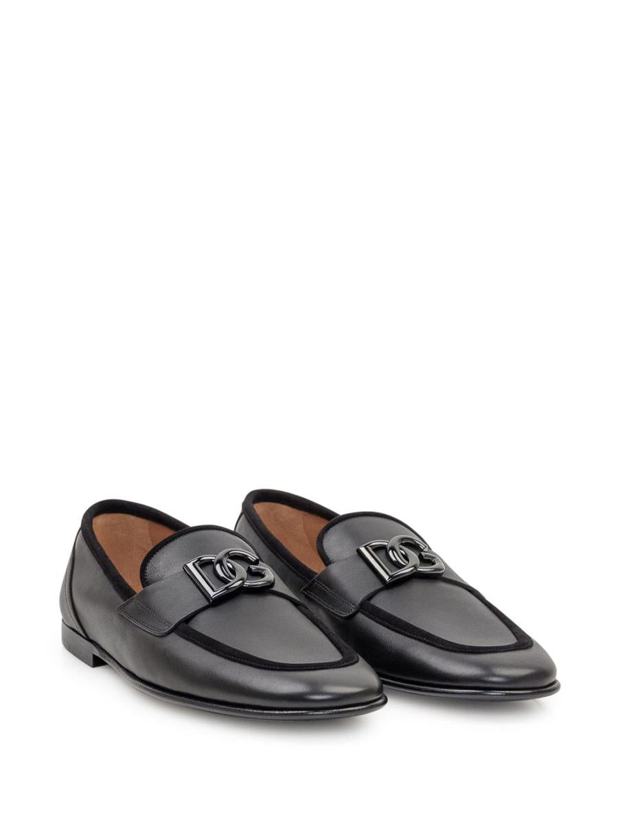 Dolce & Gabbana Black Calfskin Loafer With Logo