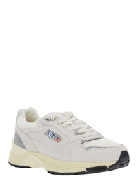 'Hyperway' White Low Top Sneakers With Logo Patch On Side And Tongue In Suede And Mesh Woman