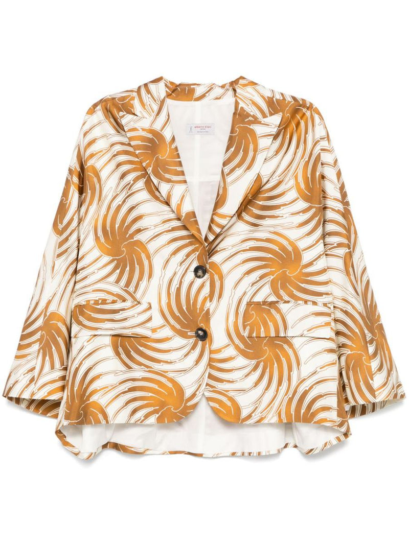 Alberto Biani Printed Silk Caban Jacket
