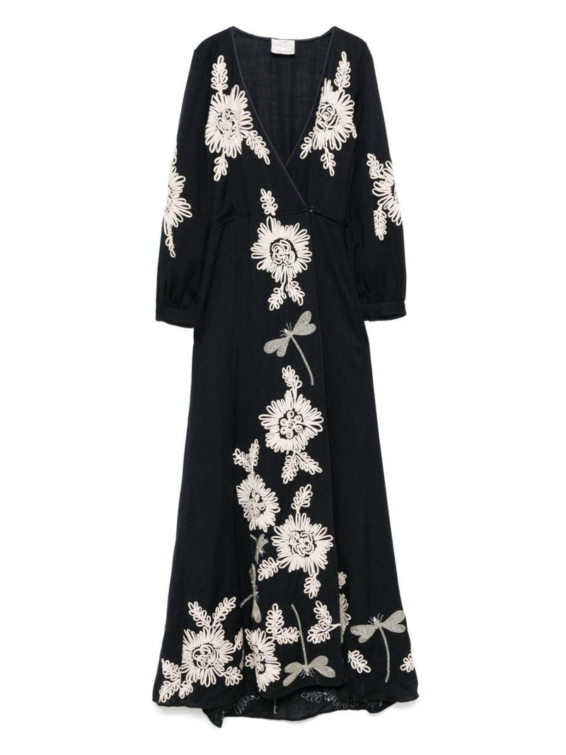 Forte_Forte Long Dress With Floral Embroidery