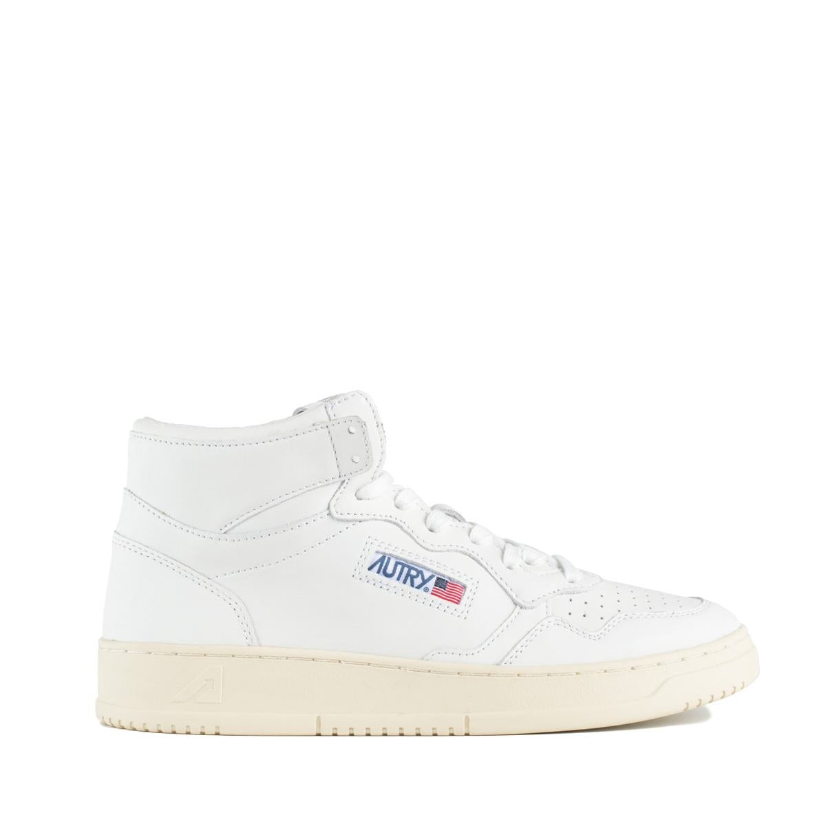 Autry Super Soft White Napa Leather Medalist Mid Sneakers