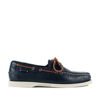 Sebago Navy Blue Grained Leather Boat Moccasin Docksides