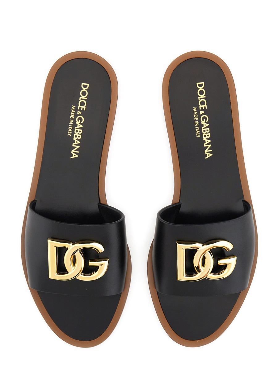 Dolce & Gabbana Leather Slide Sandal