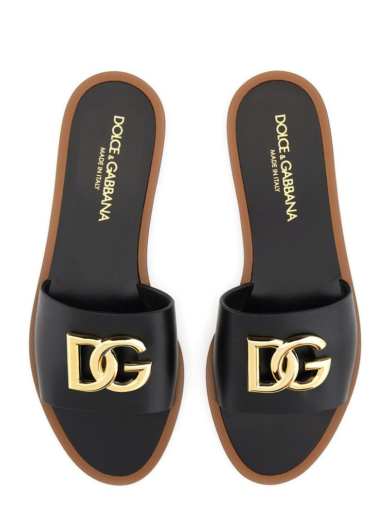 Dolce & Gabbana Leather Slide Sandal
