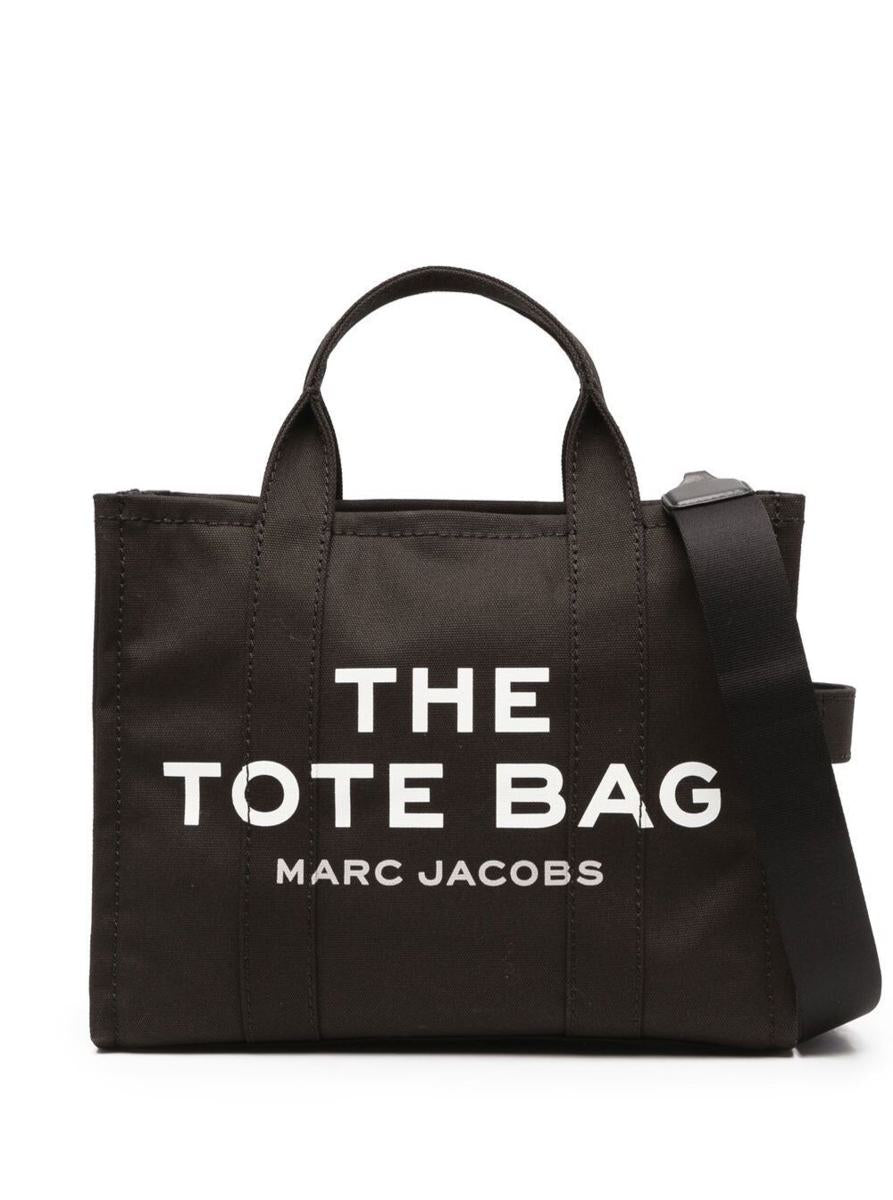 'The Medium Tote' Black Tote Bag With Contrasting Logo Lettering On The Front In Cotton Woman