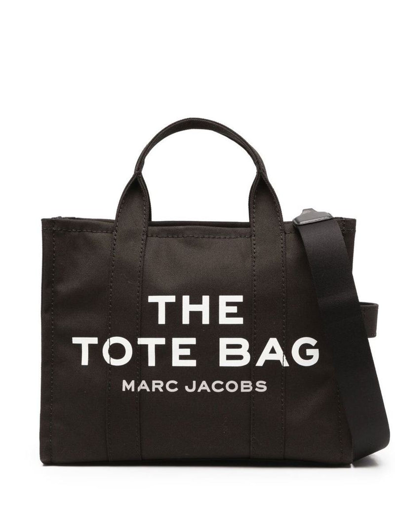 'The Medium Tote' Black Tote Bag With Contrasting Logo Lettering On The Front In Cotton Woman