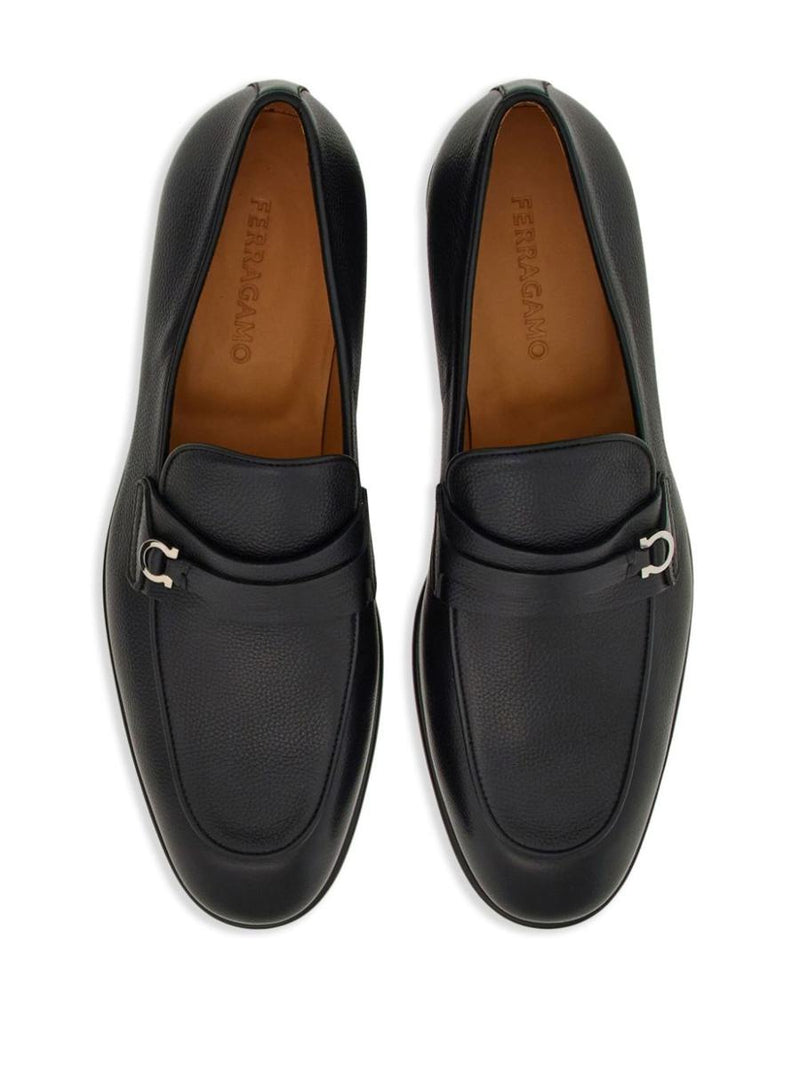 Salvatore Ferragamo Hammered Leather Gancini Loafers Shoes