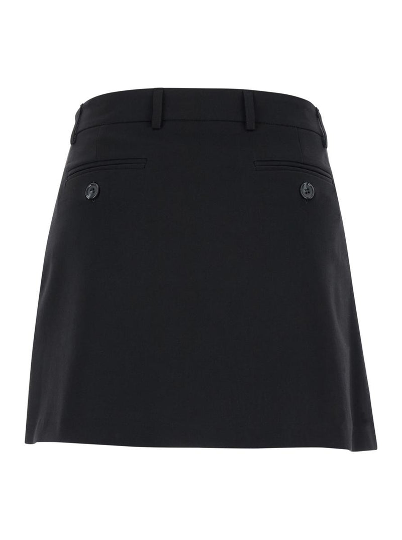Black Pleated Miniskirt In Fabric Woman