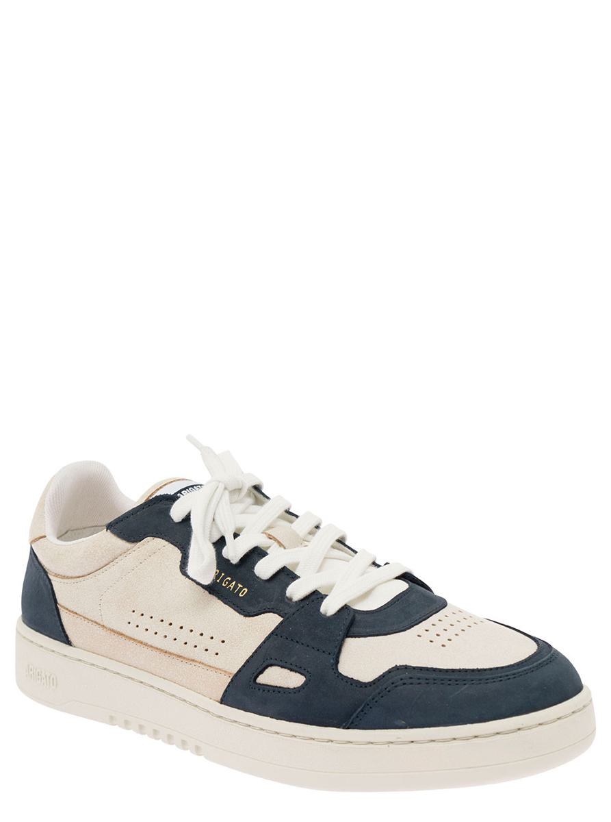 'Dice Lo' Blue And White Low Top Sneakers With Logo Detail In Leather Man