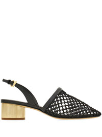 Salvatore Ferragamo Kay 40 Mesh And Leather Slingback Shoes
