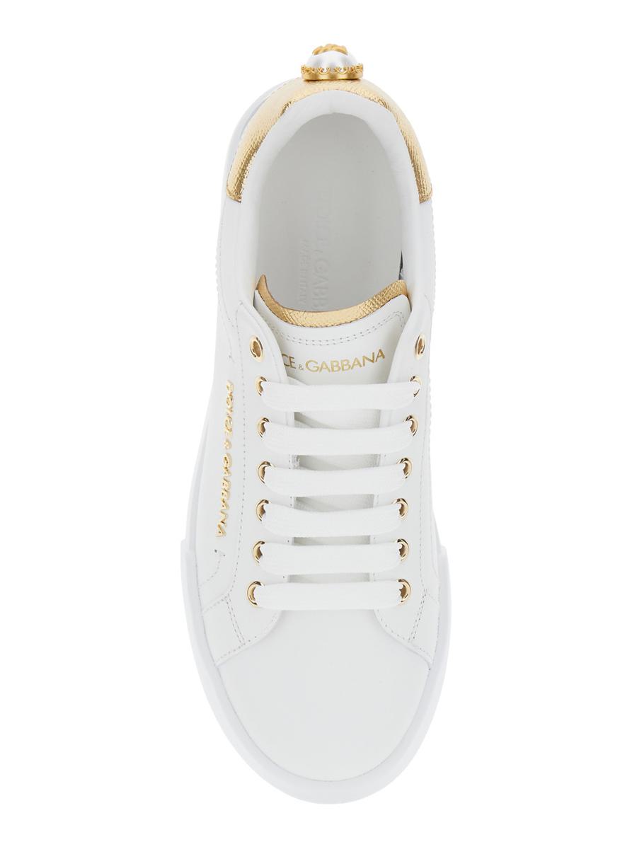 'Portofino' White Sneaker With Logo And Metallic Inserts In Leather Woman