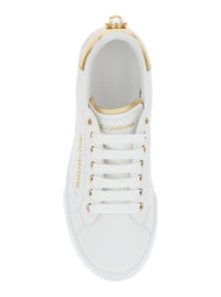 'Portofino' White Sneaker With Logo And Metallic Inserts In Leather Woman