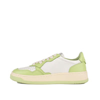Autry White And Green Two-Tone Leather Medalist Low Sneakers