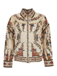 Multicolor Blouse With Classic Collar And All-Over Floral Pattern In Fabric Woman