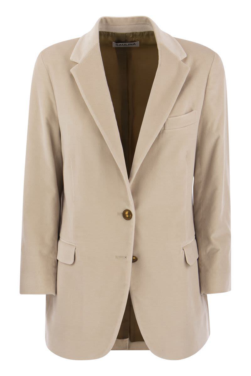 Saulina Antonia - Single-Breasted Velvet Jacket