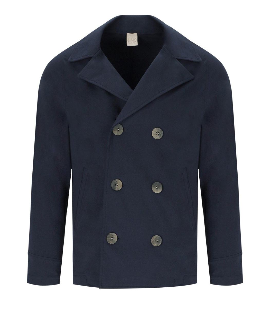 H953 Navy Blue Knitted Peacoat