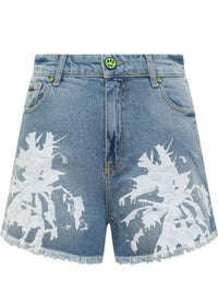 Barrow Jeans Shorts With Textured Print