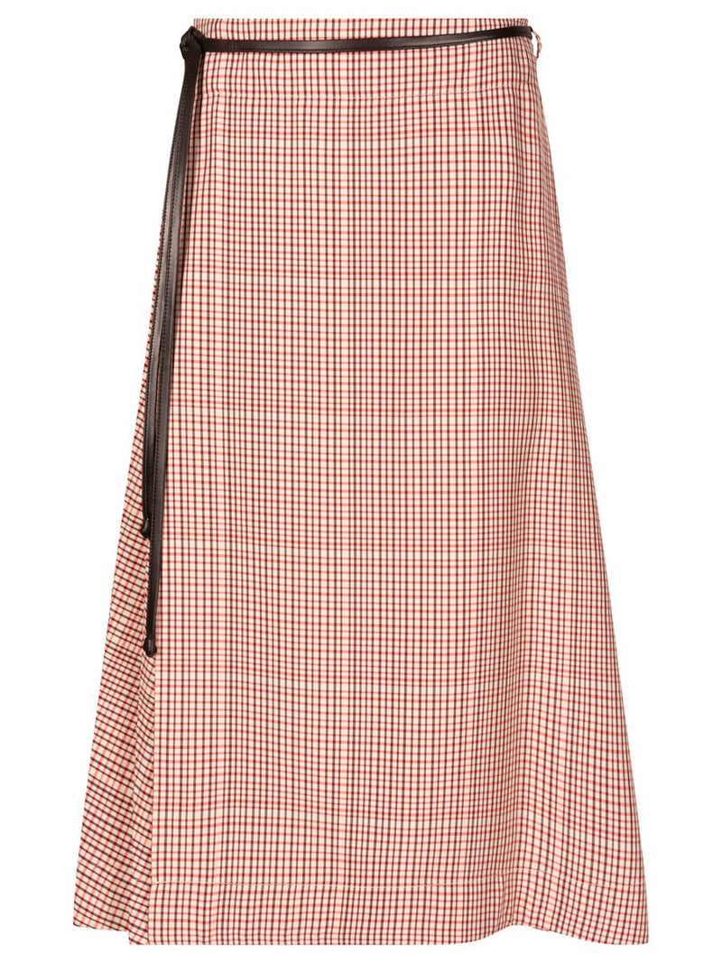 Bottega Veneta Check Tech Viscose Midi Skirt Clothing