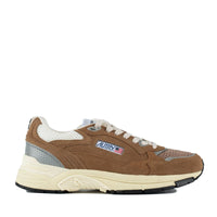 Autry Hyperway Sneakers In Mesh And Suede Cigar And Silver