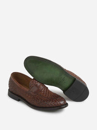Green George Braided Leather Loafers