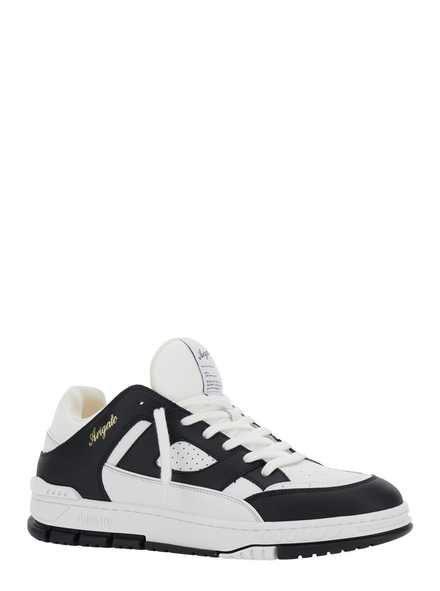 'Area Lo' Black And White Low Top Sneakers With Laminated Leather In Leather Blend Man