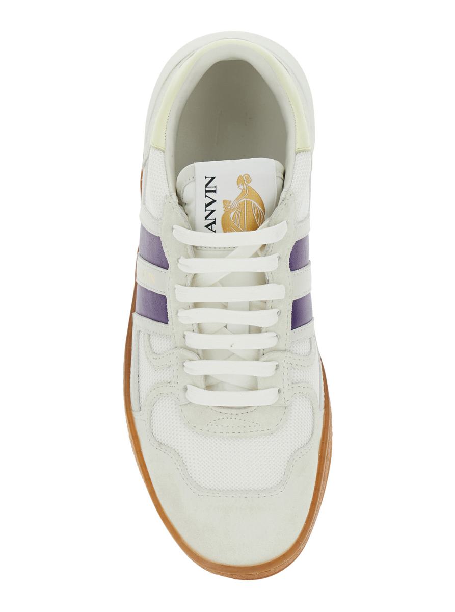 'Clay' White Sneaker With Mesh Inserts And Side Striped Detail In Leather Unisex