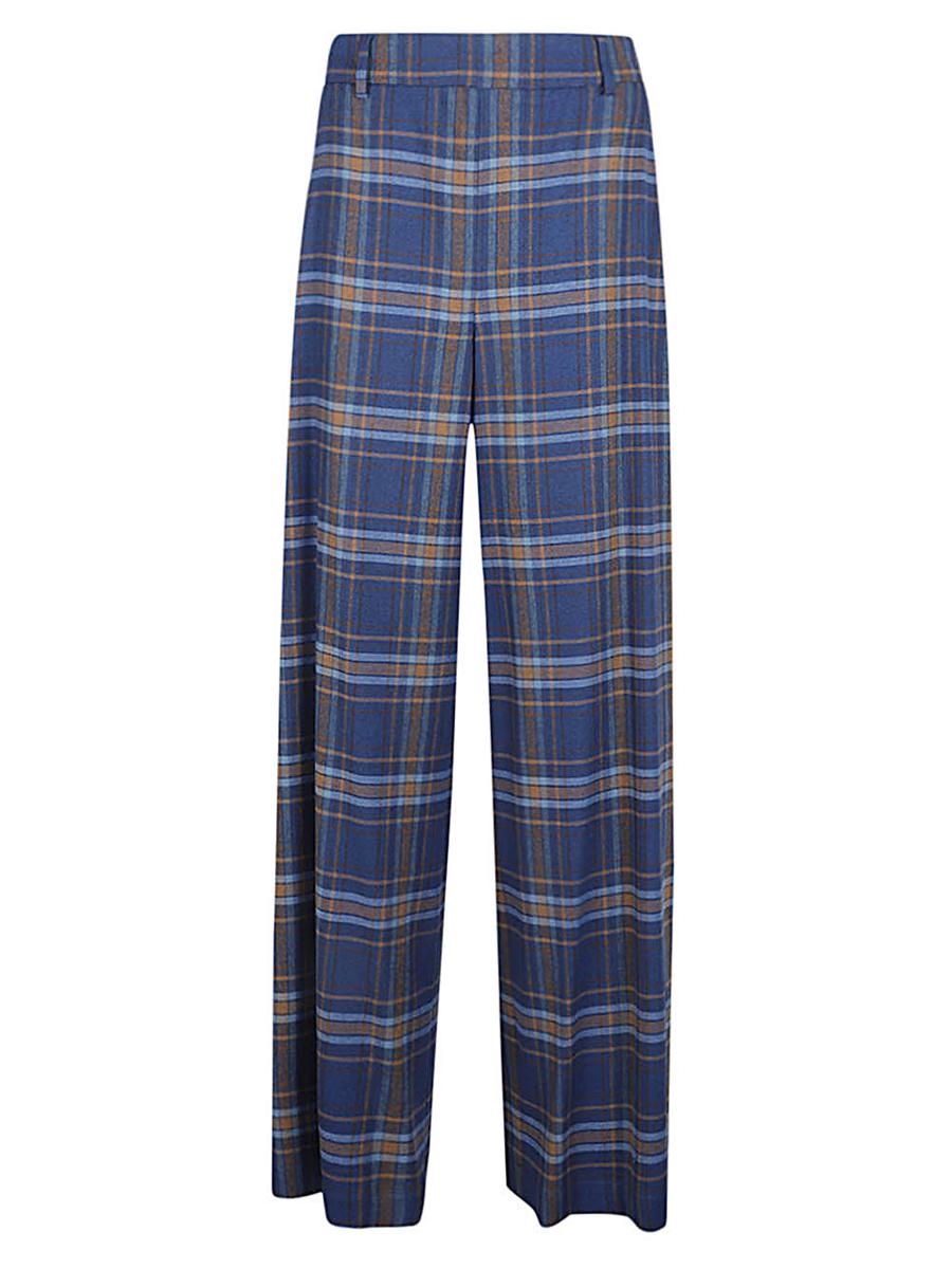 Niu Wide Leg Checked Trousers
