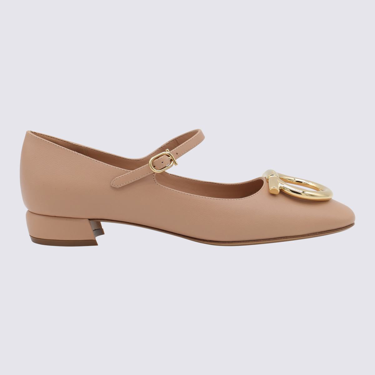 Salvatore Ferragamo Beige Leather Marry Pumps