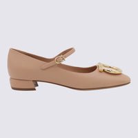 Salvatore Ferragamo Beige Leather Marry Pumps