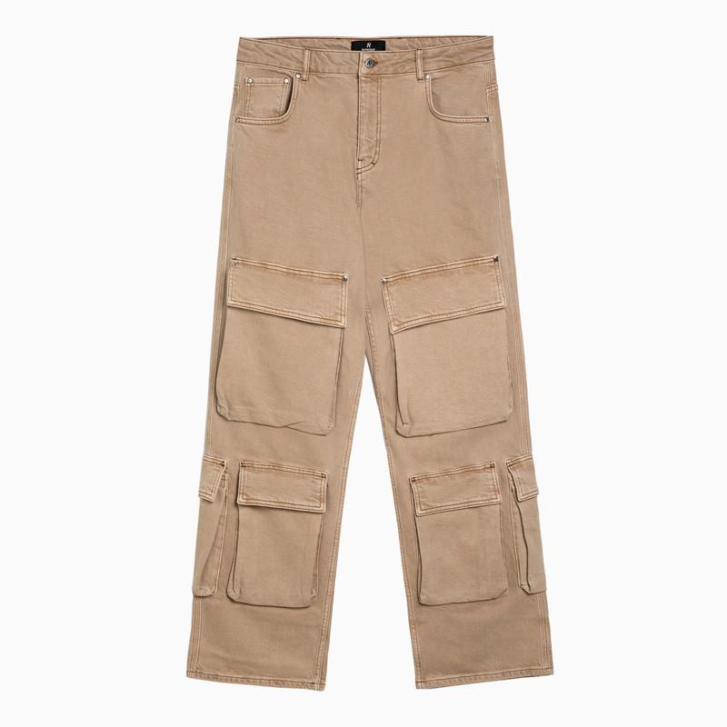 Represent R3Ca Beige Denim Cargo Trousers