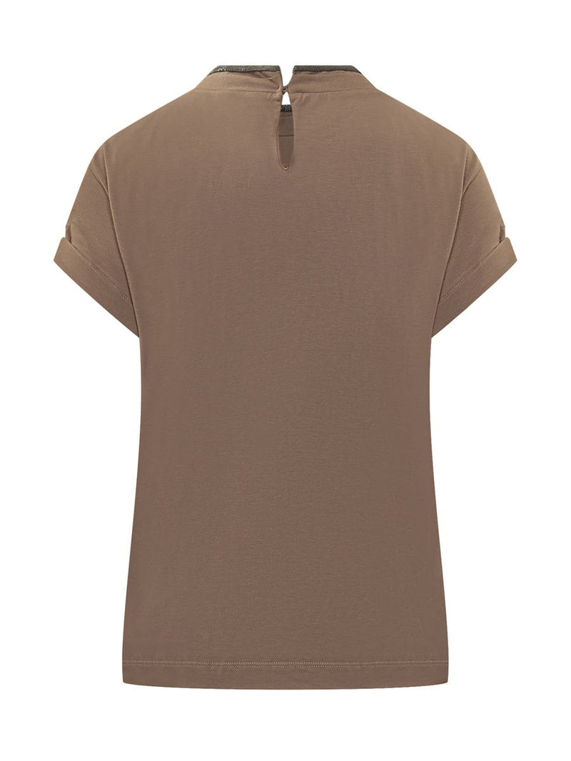 Brunello Cucinelli Brunello Cucinelli T-Shirt With Shiny Detail On The Neck