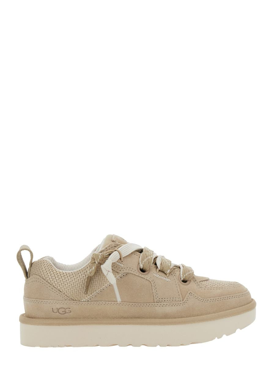 'Lo Lowmel' Beige Sneakers With Mesh Inserts And Logo On The Side In Suede Woman
