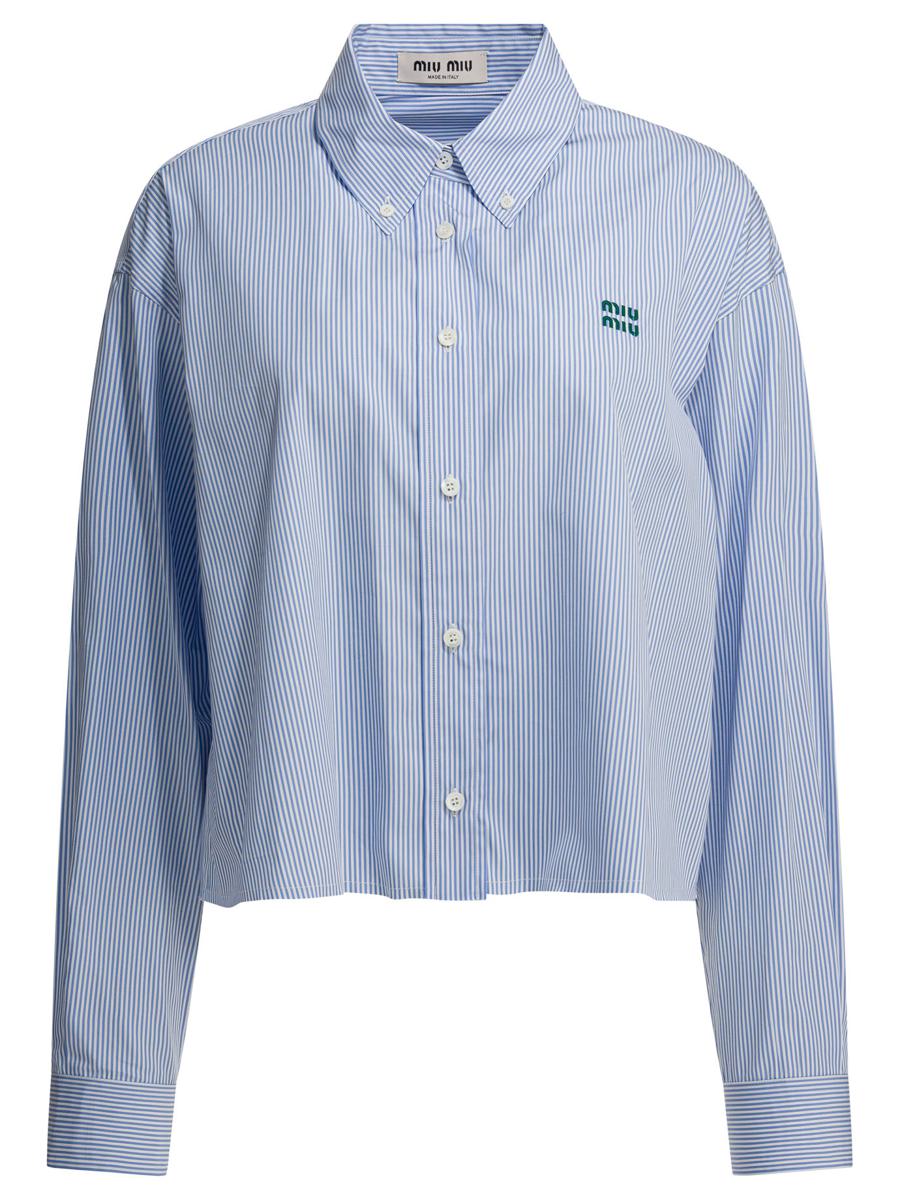 Miu Miu Striped Cotton Shirt With Logo
