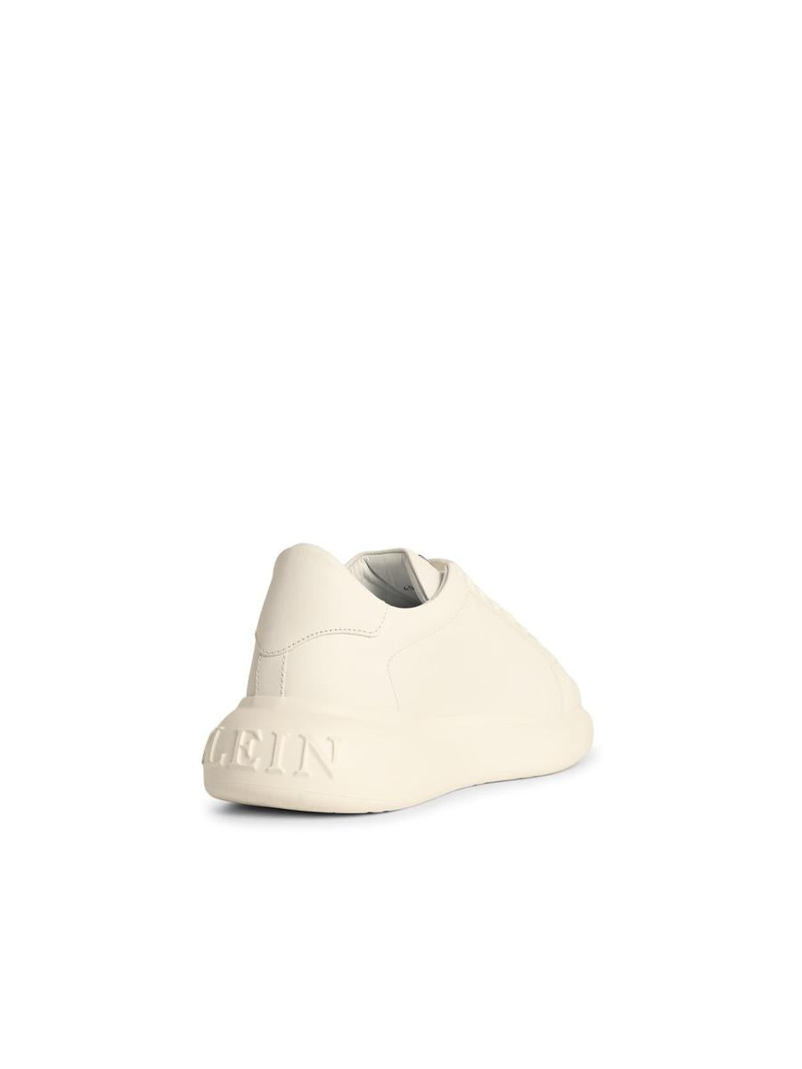 Philipp Plein 'Low Top New Basic Hexagon' White Leather Sneakers