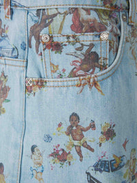 Off-White Printed Denim Bermuda Shorts