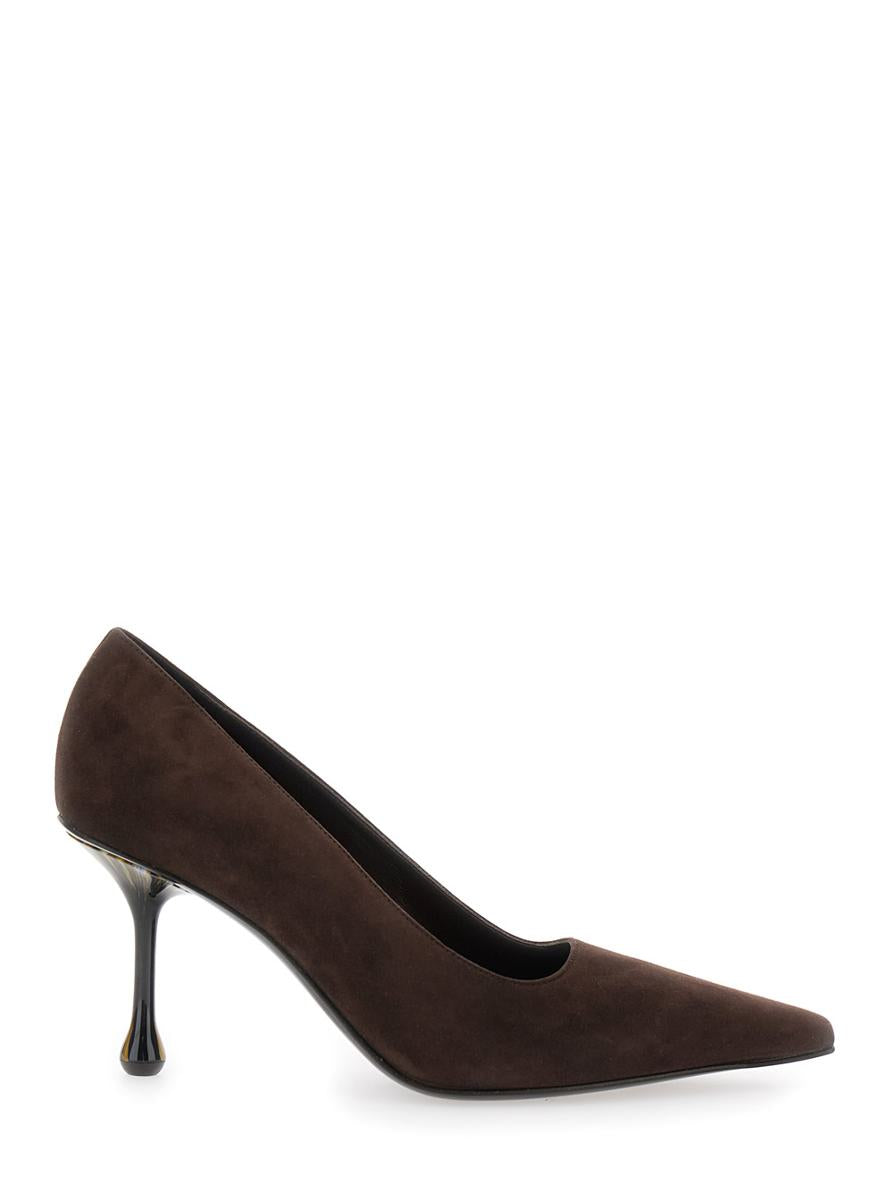 'Ixia' Brown Pumps With High Sculpted Heel In Suede Woman