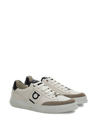 Salvatore Ferragamo Alaska Leather And Suede Sneaker With Gancini Detail Shoes