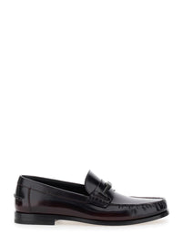 'Harry' Dark Burgundy Loafers With Almond Toe And Logo Plaque Detail In Leather Man