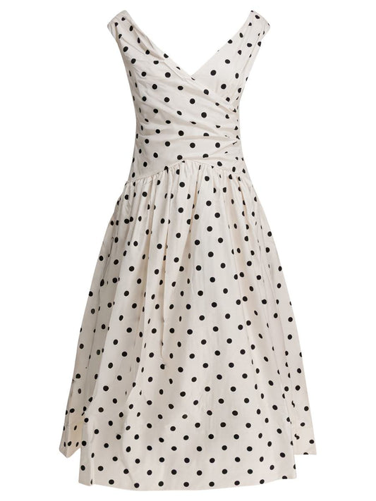 Self-Portrait Polka Dot Flared Midi Dress