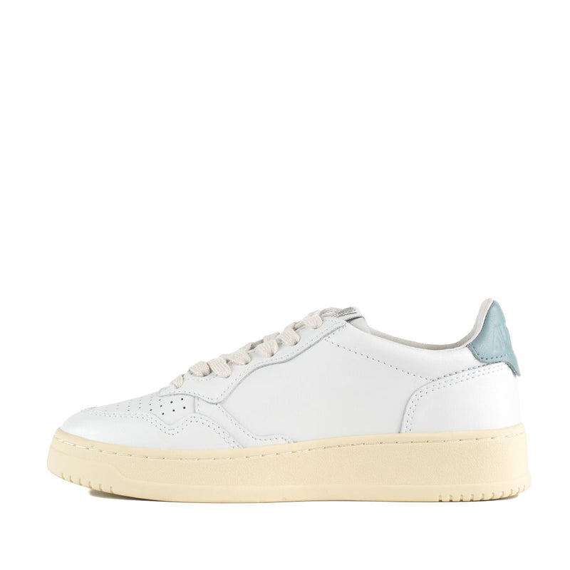 Autry Medalist Low Leather Sneakers Color White And Silver Blue