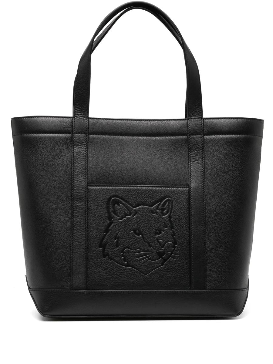 Maison Kitsuné Fox Head Leather Medium Tote Bags