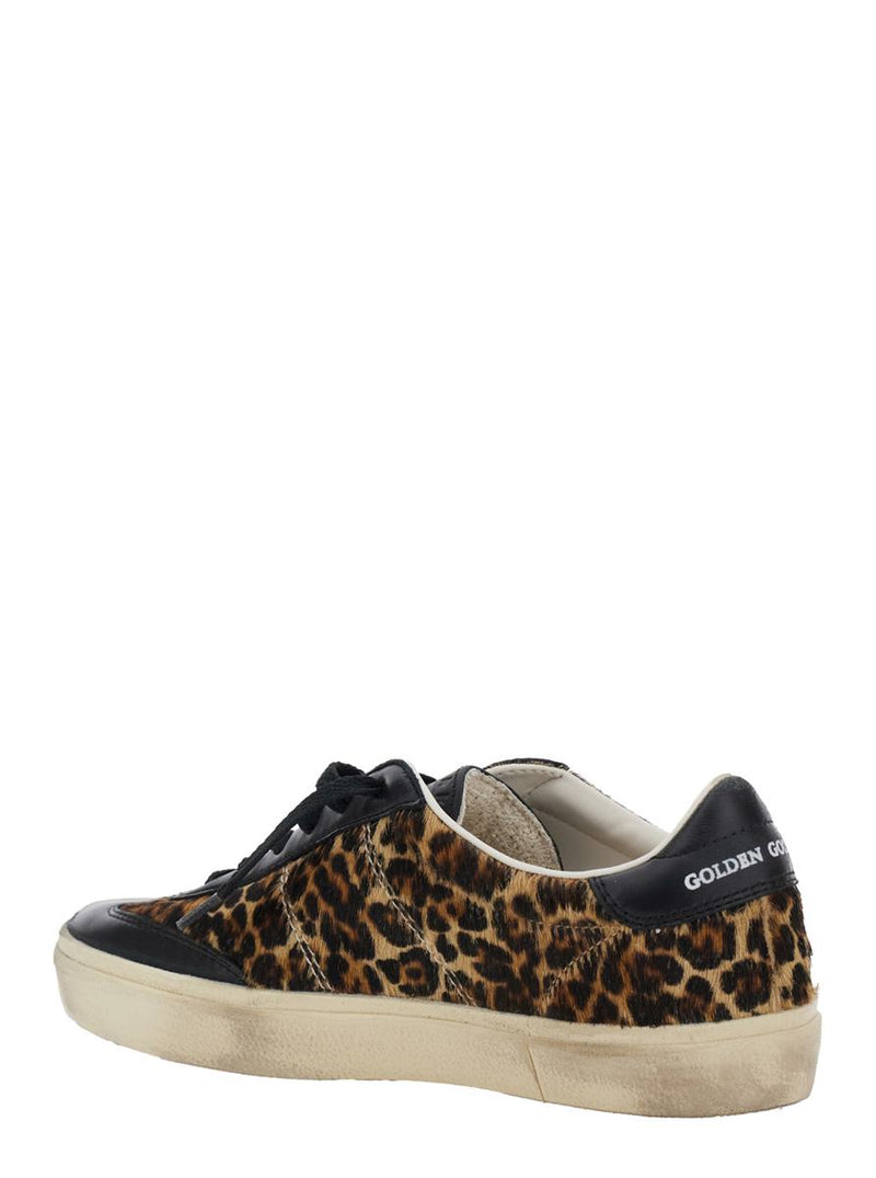 'Soul-Star' Brown Low Top Sneakers With Leopard Prinint And Contrasting Heel With Logo Lettering In Leather Woman